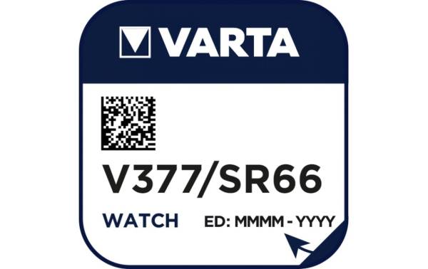 VARTA Silber-Oxid Uhrenzelle, V377 (SR66), 1,55 Volt