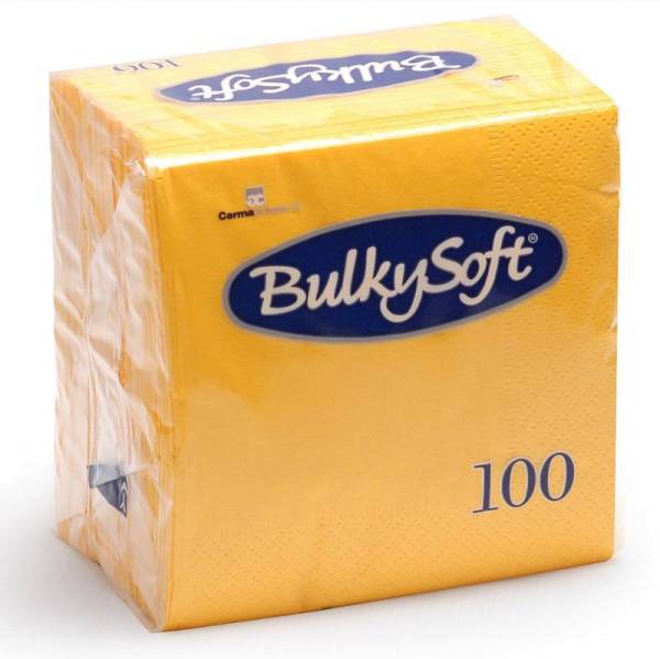 Servietten Bulkysoft, 1/4 Falz, gelb, 2-lagig, 33x33cm - Karton à 30 Pack / Pack à 100 Servietten