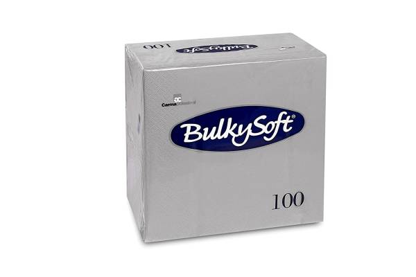 Servietten Bulkysoft, 3-lagig, 1/4 Falz, grau, 40x40cm - Karton à 10 Pack / Pack à 100 Servietten