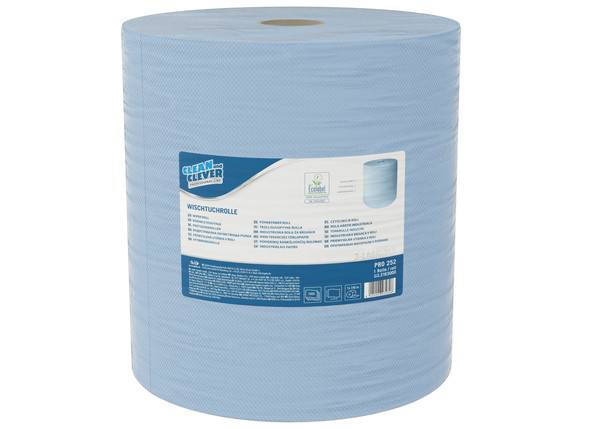 CLEAN and CLEVER Wischtuchrolle Maxi PRO 252, Recycling, 3-lagig, blau, 1 Rolle à 1000 Blatt