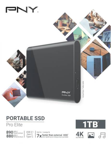 Pro Elite USB 3.1Gen Type-C Portable SSD dark-grey PNY PSD0CS206