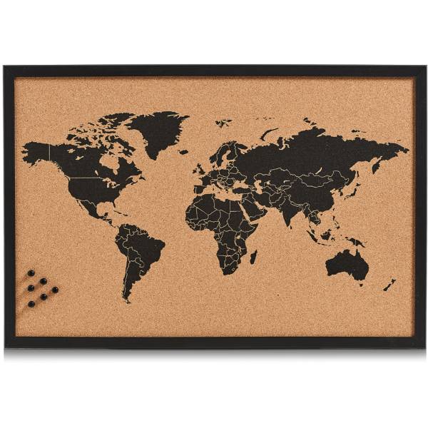 ZELLER Pinboard World 59×40 cm 11571 schwarz