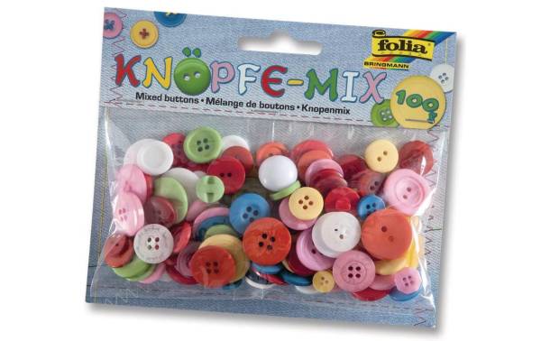 folia Knöpfe-Mix, 100 g, farbig sortiert
