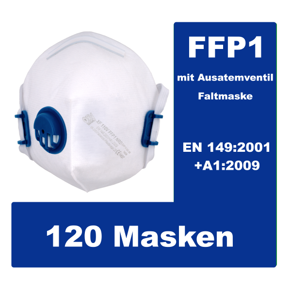 120 OxyLine Atemschutzmasken FFP1 XF110 NR D mit Ausatemventil