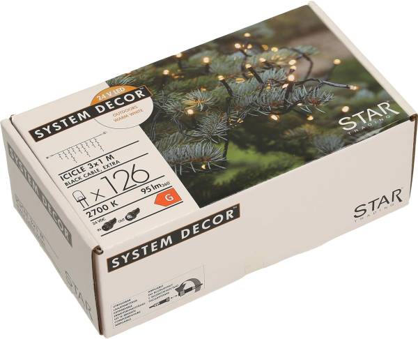 STAR TRADING System Decor Lichterkette 3m 12.495-13 Extra, Icicle, schwarz