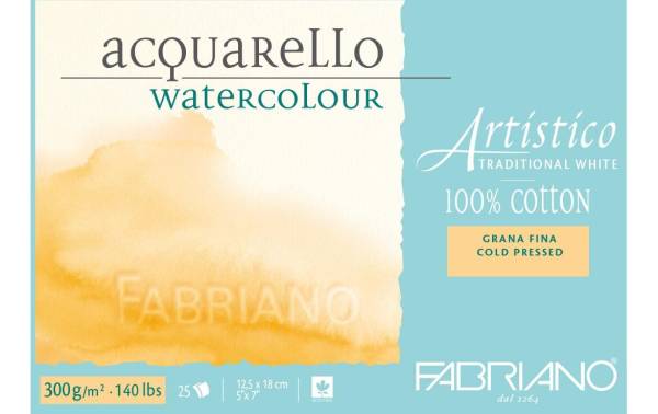 Fabriano Aquarellblock Artistico Trad.White 12.5 x 18 cm