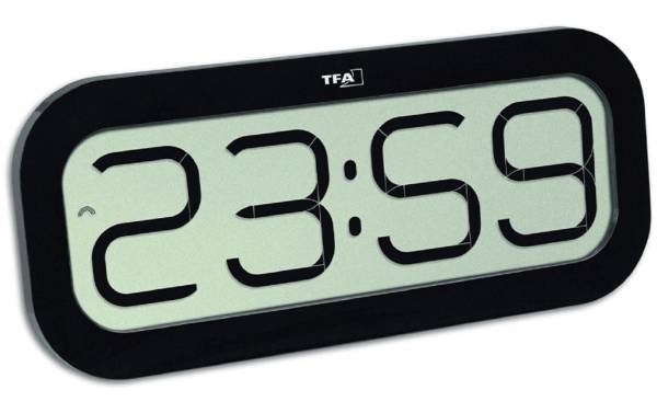 TFA Dostmann Funk-Wanduhr Digital Bimbam Schwarz