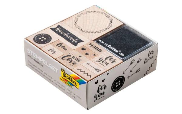 folia Motivstempel-Set "Handmade", aus Holz, 13-teilig
