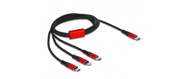 Delock USB-Ladekabel USB C – Lightning/Micro-USB B/USB C 1 m