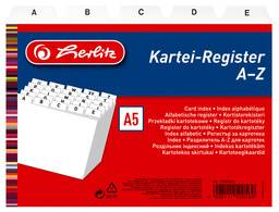 herlitz Karteiregister A – Z, PP, A7 quer, weiß, 24-teilig