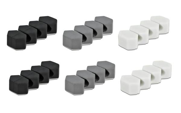 Delock Kabelhalter wabenförmig Set, mit 3 Durchführungen 6 Stück