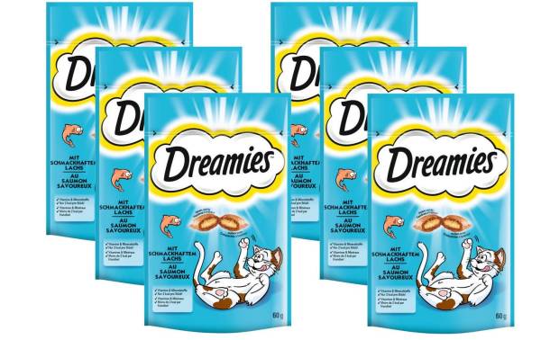 Dreamies Katzen-Snack mit Lachs, 6 x 60g