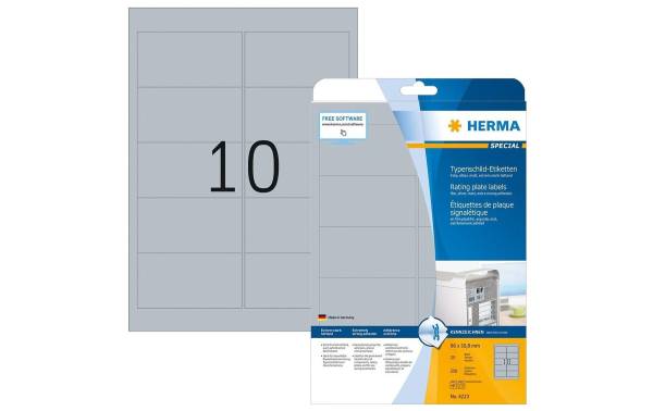 HERMA Typenschild-Etiketten SPECIAL, 96 x 50,8 mm, silber