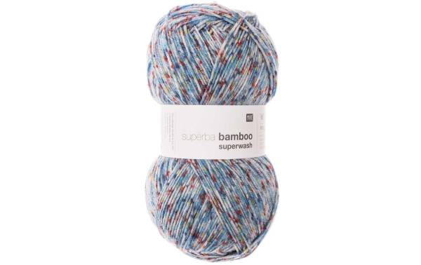 Rico Design Wolle Bamboo für Socken 4-fädig, 100 g, Konfetti Blau