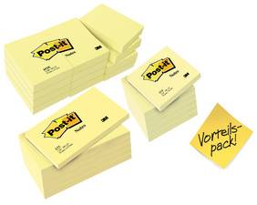 Post-it Haftnotizen, 76 x 76 mm, gelb, 5 + 1 GRATIS