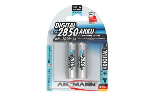 ANSMANN Digital NiMH Akku, Mignon AA, 2.850 mAh, 2er Blister