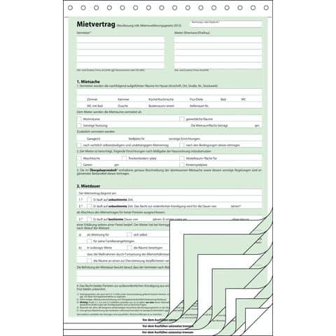 sigel Vordruck "Mietvertrag", SD, A4, 4 x 2 Blatt