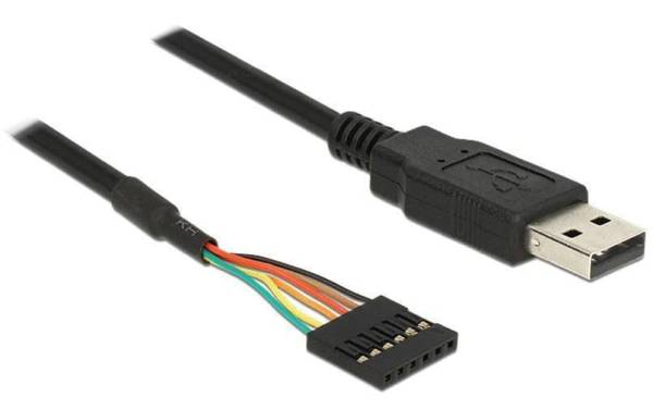 Delock USB 2.0-Kabel TTL Seriel 6 Pin (3 V) USB A – Pinheader 1.8 m