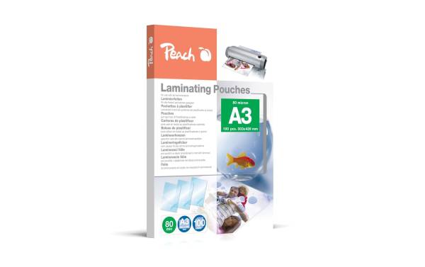 Peach Laminierfolie A3, 80 µm, 100 Stück, Glänzend