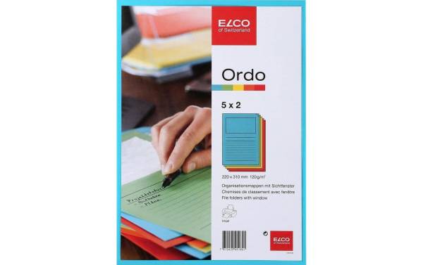 Organisationsmappen Ordo A4 5-farbig, Fenster 10 Stück ELCO 73695