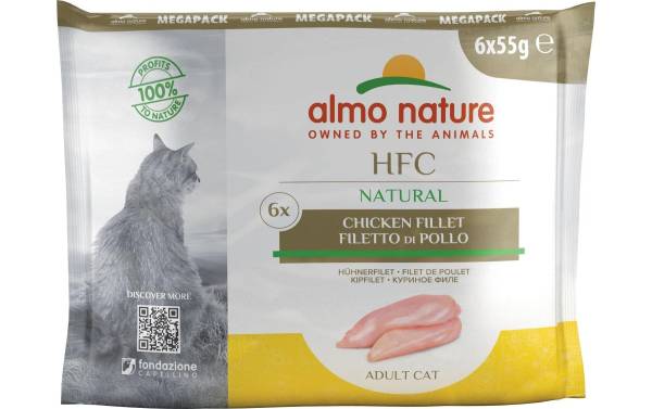 Almo Nature Nassfutter HFC Natural Hühnerfilet, 6 x 55 g