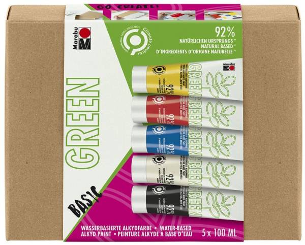 Marabu Green Wasserbasierte Alkydfarbe, Basic-Set