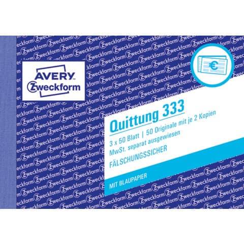 AVERY ZW. Zweckform Formularbuch "Quittung mit MwSt.-Nachweis"