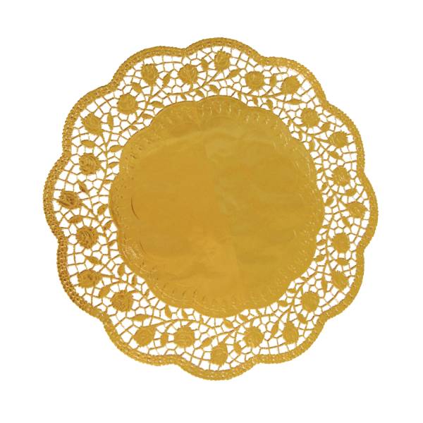 Deko-Tortenspitze (PAP,ALU) rund gold 36cm – 4 Stück