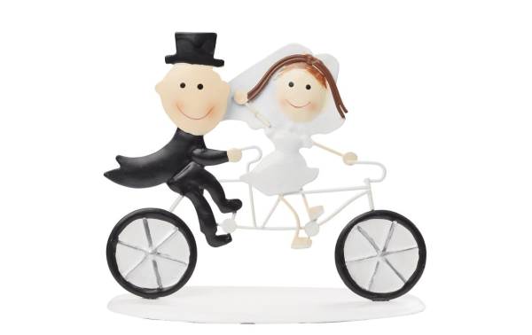 HobbyFun Mini-Figur Hochzeitpaar auf Fahrrad 7 x 10 cm