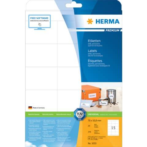 HERMA Universal-Etiketten PREMIUM, 70 x 50,8 mm, weiß