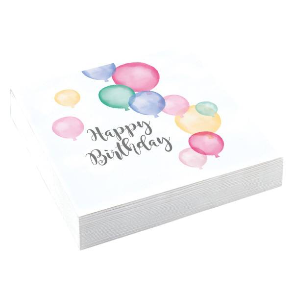 Servietten Happy Birthday Pastel 33x33cm NEUTRAL 9903711