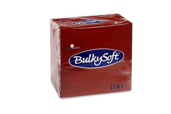 Servietten Dinner Bulkysoft, 3-lagig, bordeaux, 40x40cm, 1/8 Falz - Karton à 10 Pack / Pack à 100 Se