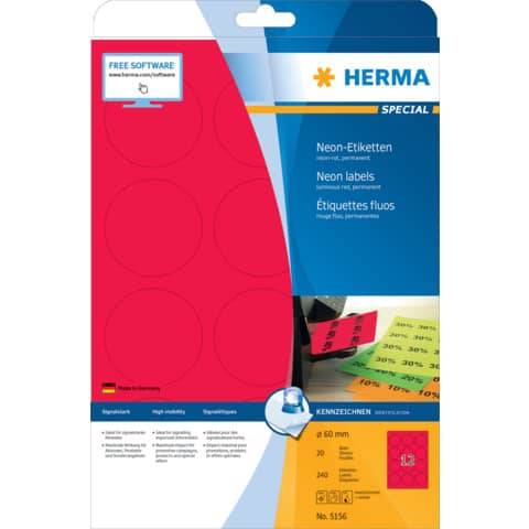 HERMA Universal-Etiketten SPECIAL, rund, 60 mm, neon-rot