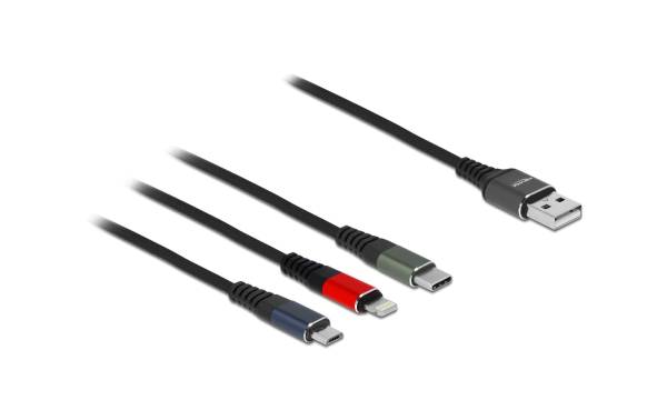 Delock USB-Ladekabel USB A – Lightning/Micro-USB B/USB C 1 m