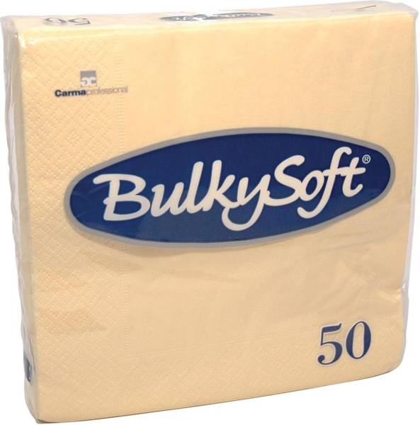 Servietten Bulkysoft, 2-lagig, 1/4 Falz, champagner, 33x33cm - Karton à 24 Pack (Pack à 50 Serviette