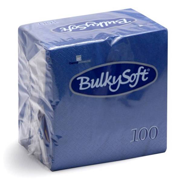Servietten Lunch Bulkysoft, 2-lagig, blau, 38x38cm, 1/4 Falz - Karton à 20 Pack / Pack à 100 Serviet