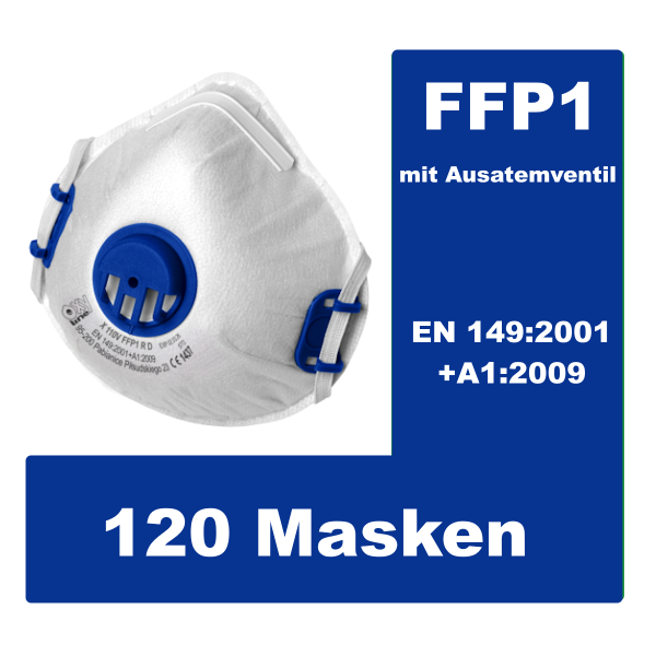 120 OxyLine Atemschutzmasken FFP1 X110 R D mit Ausatemventil