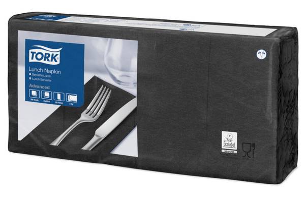 TORK-477851 Lunchservietten Schwarz 1/8-Falz –