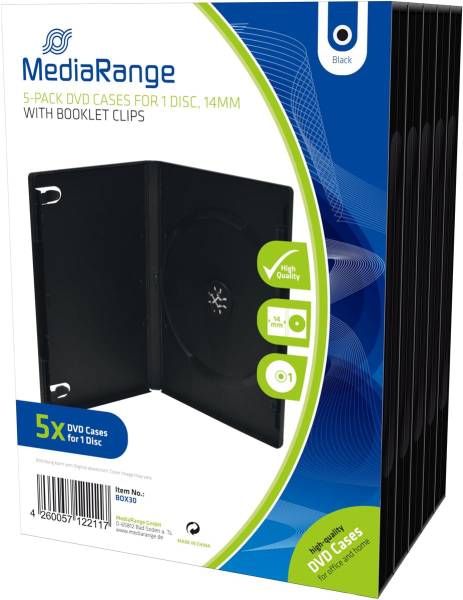DVD Hüllen,schwarz, 5er Pack MEDIARANG BOX30