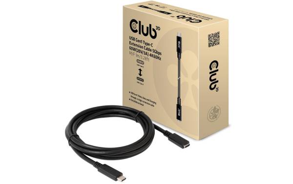 Club 3D USB 3.0-Verlängerungskabel CAC-1531 USB C – USB C 1 m