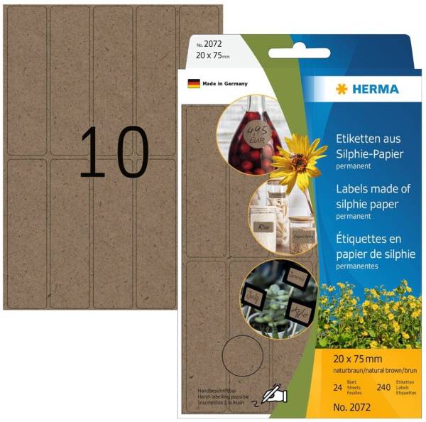 HERMA Vielzweck-Etiketten Silphie, 13 x 40 mm, naturbraun