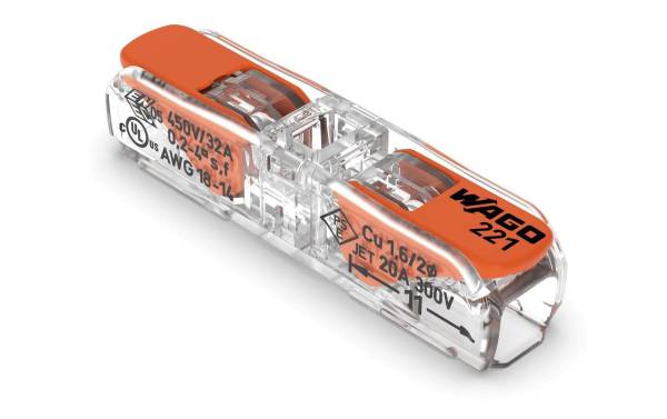 WAGO Durchgangsklemme mit Hebel, 0.14 – 4 mm², 2-fach, 60 Stück