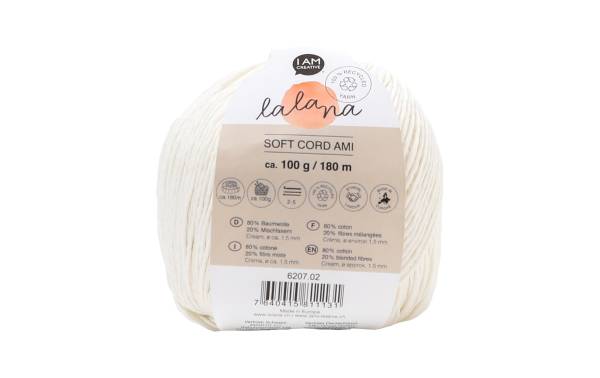 lalana Wolle Soft Cord Ami 100 g, Crème