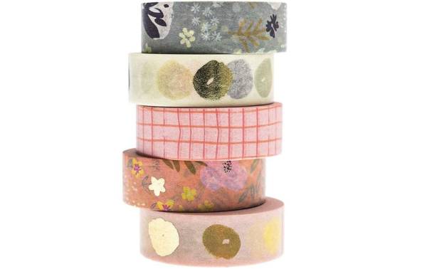 Rico Design Washi Tape Crafted Nature 1.5 cm x 10 m, Mehrfarbig, 5 Stück