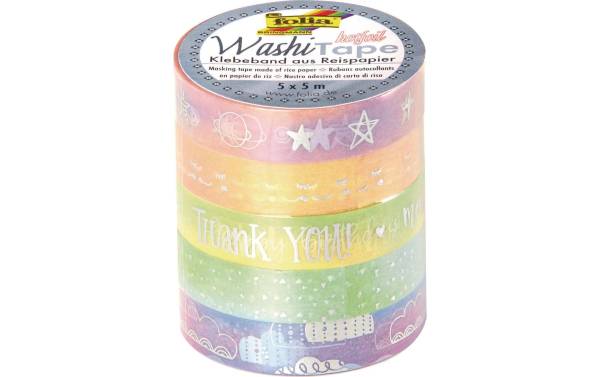 folia Deko-Klebeband Washi-Tape "HOTFOIL RAINBOW", 5er Set