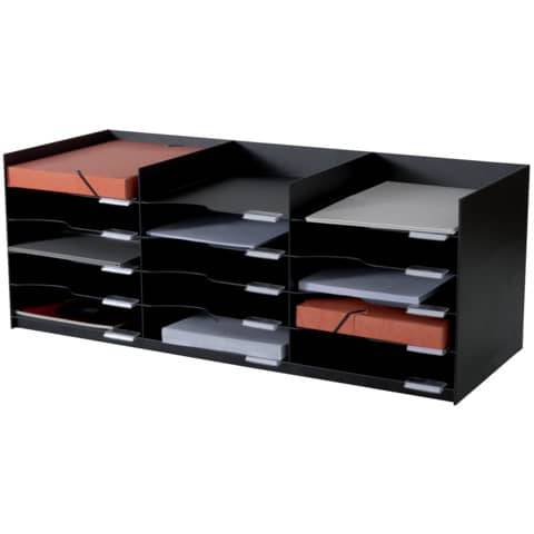 PAPERFLOW Sortierstation Formularbox, 15 Fächer, schwarz