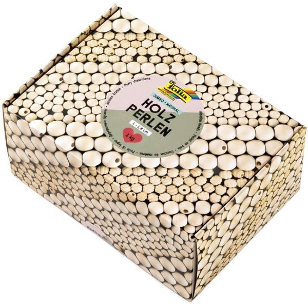 folia Holzperlen-Mix PASTEL Jumbobox, 1 kg