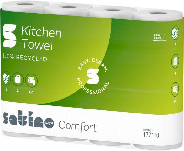 SATINO Haushaltsrollen Satino Comfort 177110 3-lagig, 4 Rollen 51 Blatt