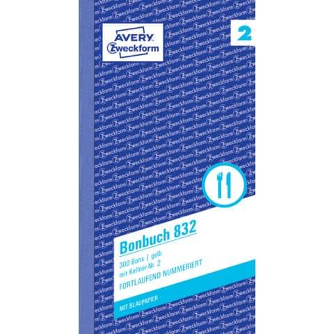 AVERY ZW. Zweckform Formularbuch "Bonbuch", 105 x 198 mm, gelb