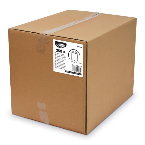 Papiertragetasche weiß 32+16 x 27 cm – 250 Stück